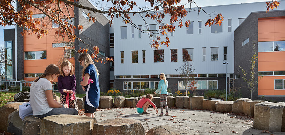 Students exploring outside at Hazel Wolf K-8 School, Link to project page